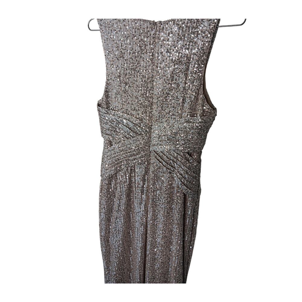 New with Tags Mac Duggal 26598 Sequin Gown Nude Gold Slit Evening Dress Size 4 - Picture 6 of 16